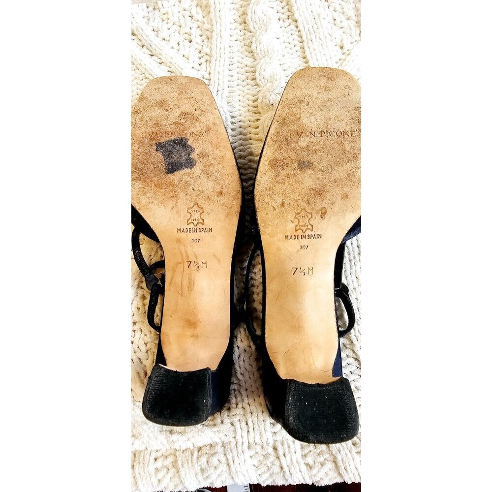 VTG Evan Picone D'Orsay Heels Navy Metallic Shine Slingback Leather Sole 7.5 M - Picture 4 of 4